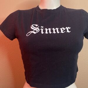 Windsor Sinner rock Black cotton Crop Top L